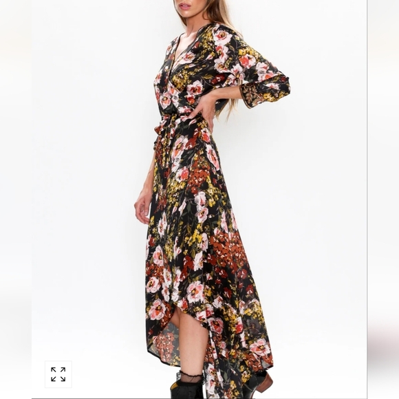 Aratta Silent Journey Savannah Floral wrap Hi Low Dress Womens Size Small New!